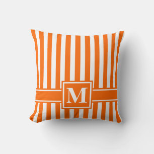Mandarine Moderner Streifen mit Monogramm Kissen