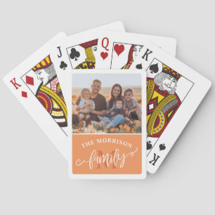 Mandarine Monogram Brush Script Family Foto Spielkarten