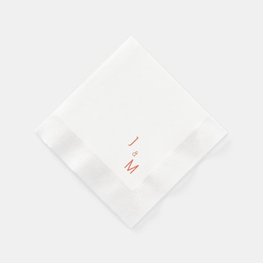 Mandarine Monogram Einfache weiße Hochzeit geprägt Serviette (Ecke)