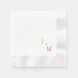 Mandarine Monogram Einfache weiße Hochzeit geprägt Serviette