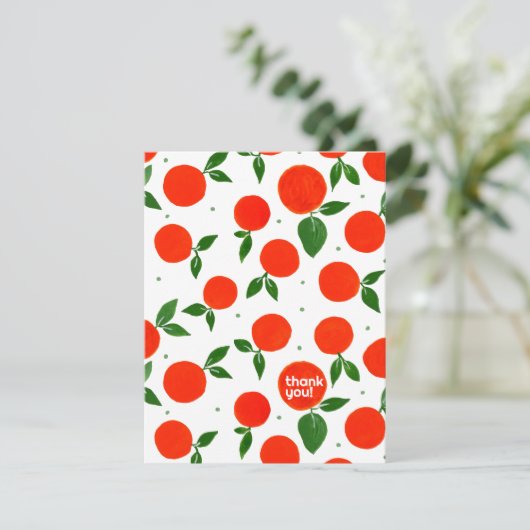 Mandarine Muster Danke Karte (Stehend Vorderseite)
