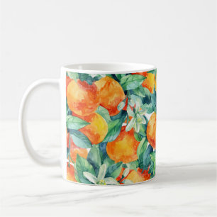 Mandarine Orange: Aquarellfarben-Retro-Illustratio Kaffeetasse