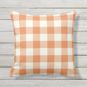 Mandarine Orange Außenkissen - Gingham Muster Kissen Für Draußen