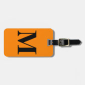 Mandarine Orange Black Custom Monogram Name Gift Gepäckanhänger (Vorderseite horizontal)