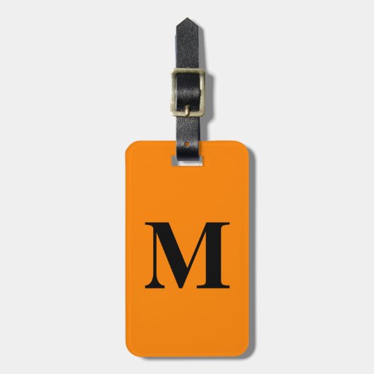 Mandarine Orange Black Monogram Name Gift 2024 Gepäckanhänger (Vorderseite vertikal)