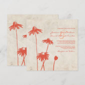 Mandarine Orange Chic Blume Hochzeit Einladung (Vorne/Hinten)