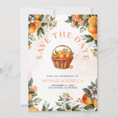Mandarine Orange Citrus QR Code Foto Hochzeit Save The Date (Vorderseite)