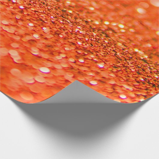 Mandarine Orange Glitzer Design Geschenkpapier (Ecke)