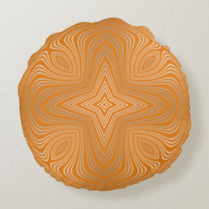 Mandarine Orange Gold Luxury Mandala Rundes Kissen