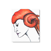 Mandarine Orange Haar Frauen Portrait Pop Kunst, D