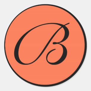 Mandarine Orange Mit Monogramm Wedding Umschlag Au Runder Aufkleber