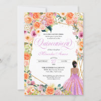 Mandarine Orange Peach Blush Rose Quinceanera Inv.