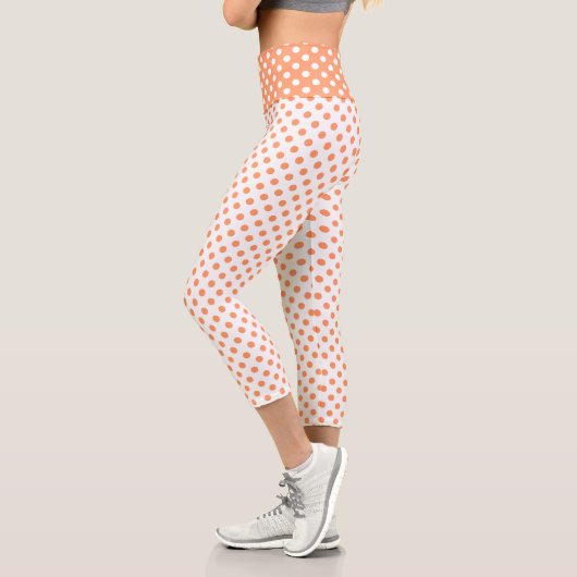 Mandarine Orange Polka Dots Circles Capri Leggings (Links)