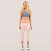 Mandarine Orange Polka Dots Circles Capri Leggings (Vorderseite)
