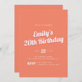 Mandarine Orange | Retro Summer Birthday Party Einladung (Vorne/Hinten)