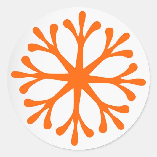 Mandarine/Orange Snowflake Holiday Labels/Aufklebe Runder Aufkleber (Vorderseite)