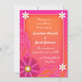 Mandarine Orange und Pink Hochzeitsempfang Einladung