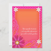 Mandarine Orange und Pink Hochzeitsempfang Einladung (Rückseite)