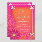 Mandarine Orange und Pink Hochzeitsempfang Einladung (Vorne/Hinten)