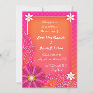 Mandarine Orange und Pink Hochzeitsempfang Einladung