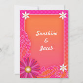 Mandarine Orange und Rosa Hochzeitsessen Probe Einladung (Rückseite)