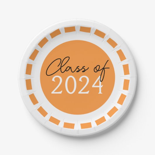 Mandarine Orange & White Filmstrip Abschluss Pappteller (Vorderseite)