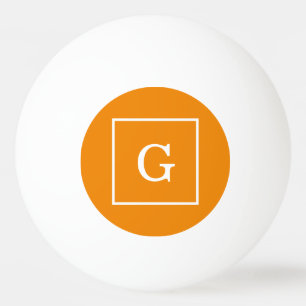 Mandarine Orange White Gerahmt Initial Monogram Tischtennisball