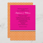 Mandarine Polka Dot und Rosa Einladung zur Hochzei (Vorne/Hinten)