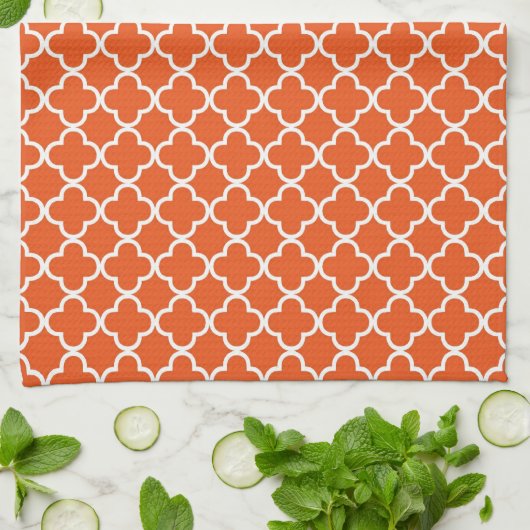 Mandarine Quatrefoil Klee-Muster Handtuch (Gefaltet)