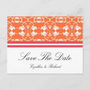 Mandarine Raspberry Orange Save the Date Postkarte