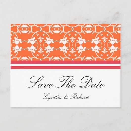 Mandarine Raspberry Orange Save the Date Postkarte (Vorderseite)