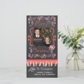 Mandarine/Rosa Weihnachten Weihnachtskarte (Stehend Vorderseite)