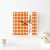 Mandarine Safari Dot mit Namen Quadratische Wanduhr (Zuhause)