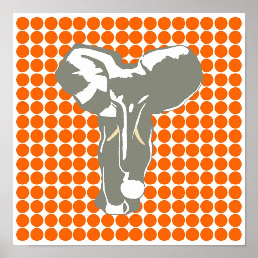 Mandarine Safari Dot mit Pop Art Elephant Poster (Vorne)