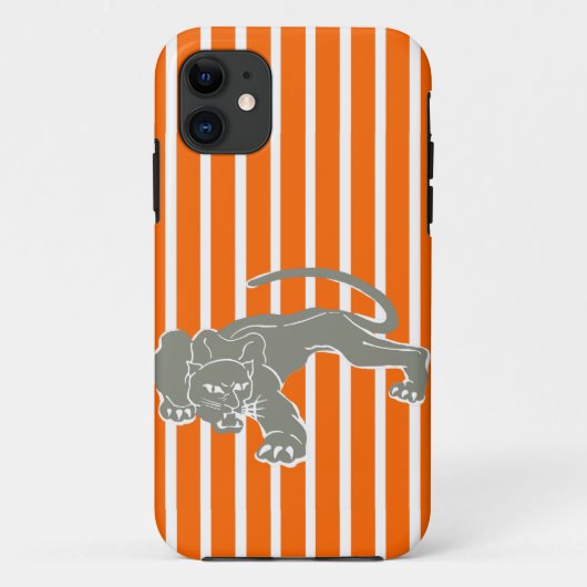 Mandarine Safari Strip mit Leopard Case-Mate iPhone Hülle (Rückseite)