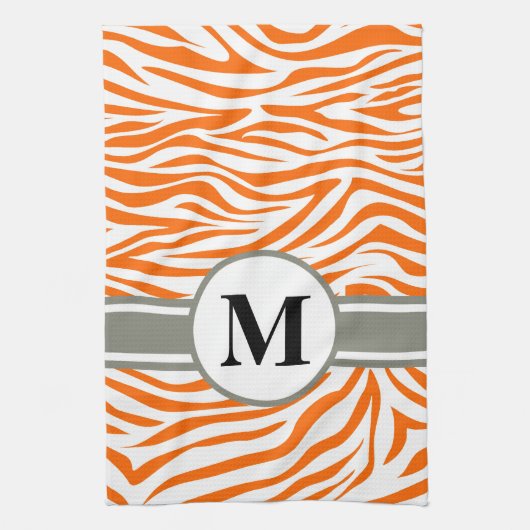 Mandarine Safari Zebra mit Monogramm Geschirrtuch (Vertikal)