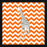 Mandarine Safari Zickzack mit Pop Art Giraffe Poster<br><div class="desc">Mod Zickzack Muster in der Safari Moods Farbpalette von Emporio Moffa,  mit Pop-Kunstgiraffe auf einer Seite.</div>