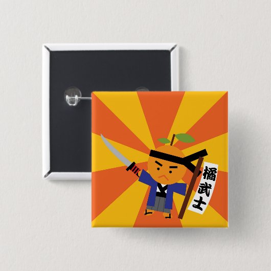 Mandarine-Samurai-Knopf Button (Vorne & Hinten)