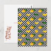 MANDARINE SCHACHBRETTER PATTERN POSTKARTE (Vorne/Hinten)