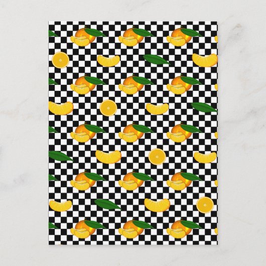 MANDARINE SCHACHBRETTER PATTERN POSTKARTE (Vorderseite)