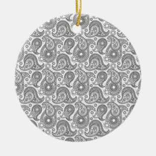 Mandarine schwarzes Paisley Keramik Ornament