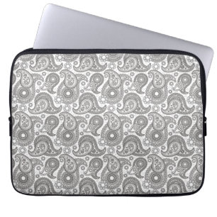 Mandarine schwarzes Paisley Laptopschutzhülle