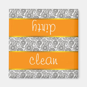 Mandarine schwarzes Paisley Magnet