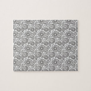 Mandarine schwarzes Paisley Puzzle