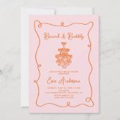 Mandarine Squiggle Brunch and Bubbly Brautparty Einladung (Vorderseite)