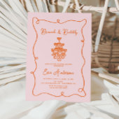 Mandarine Squiggle Brunch and Bubbly Brautparty Einladung