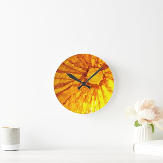 Mandarine Sun Wall Clock Runde Wanduhr (Zuhause)