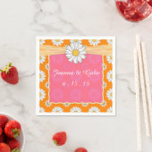 Mandarine Tango Orange Pink Daisy Floral Wedding Serviette (Beispiel)