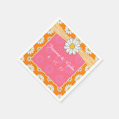 Mandarine Tango Orange Pink Daisy Floral Wedding Serviette (Ecke)