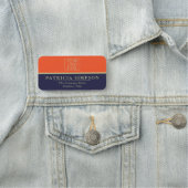 Mandarine Tango Orange und Sapphire Blue: Stilvoll Namensschild (Beispiel)